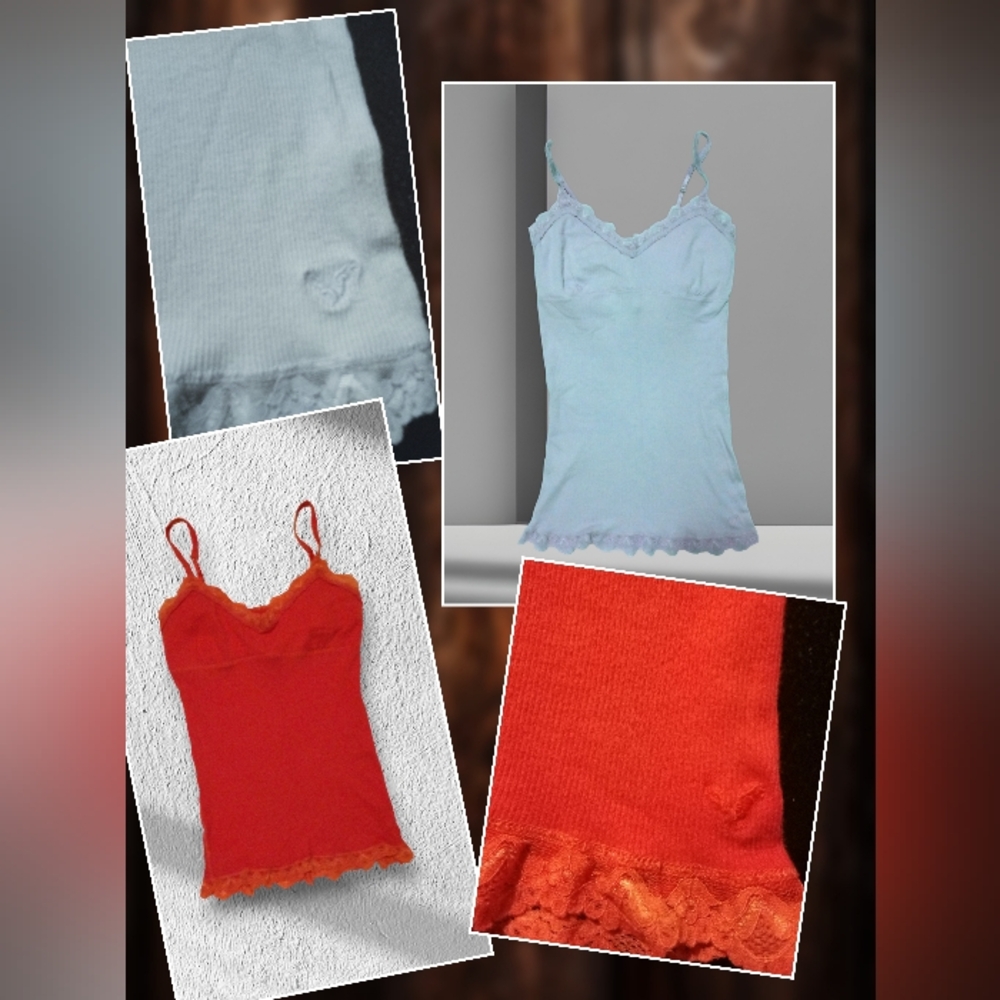 American Eagle Lace Trimmed V Neck Tank Tops Size Small Adjustable Straps